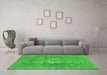 Machine Washable Oriental Green Industrial Area Rugs in a Living Room,, wshurb3110grn