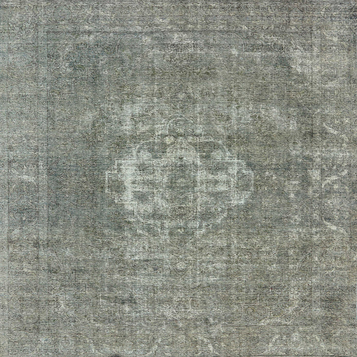 Square Mid-Century Modern Sandstone Brown Oriental Rug, urb3110