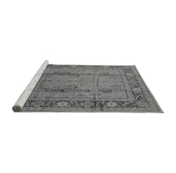 Sideview of Machine Washable Oriental Gray Industrial Rug, wshurb3111gry