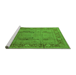 Sideview of Machine Washable Oriental Green Industrial Area Rugs, wshurb3111grn