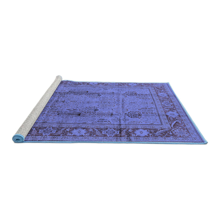 Sideview of Machine Washable Oriental Blue Industrial Rug, wshurb3111blu