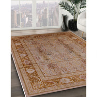 Mid-Century Modern Mahogany Brown Oriental Rug, urb3111