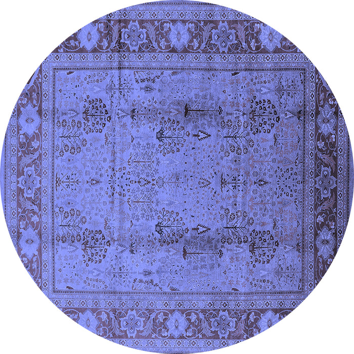 Round Oriental Blue Industrial Rug, urb3111blu