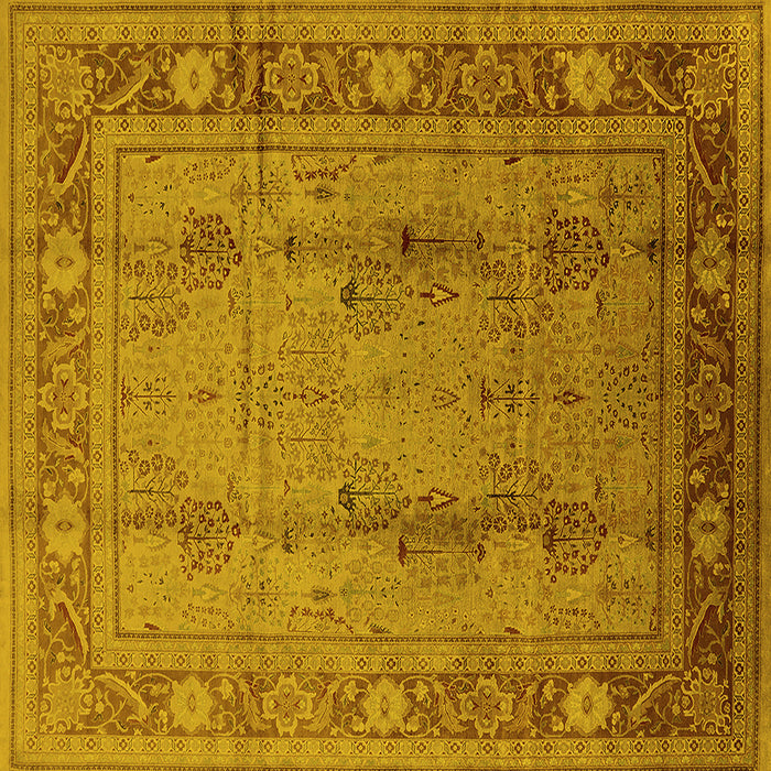 Square Machine Washable Oriental Yellow Industrial Rug, wshurb3111yw
