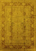 Machine Washable Oriental Yellow Industrial Rug, wshurb3111yw