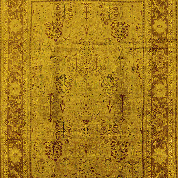 Machine Washable Oriental Yellow Industrial Rug, wshurb3111yw