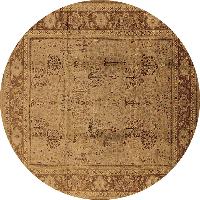 Round Oriental Brown Industrial Rug, urb3111brn