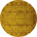 Round Oriental Yellow Industrial Rug, urb3111yw