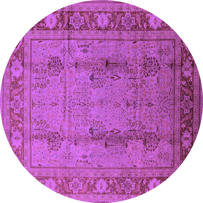Round Machine Washable Oriental Purple Industrial Area Rugs, wshurb3111pur