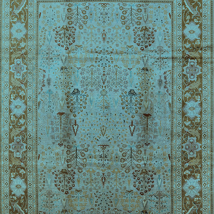 Machine Washable Oriental Light Blue Industrial Rug, wshurb3111lblu