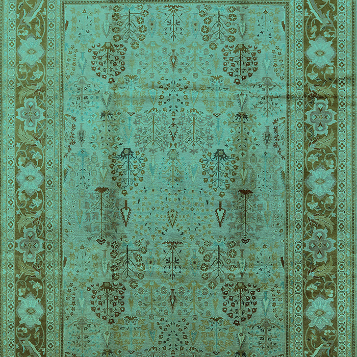 Machine Washable Oriental Turquoise Industrial Area Rugs, wshurb3111turq