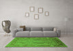 Machine Washable Oriental Green Industrial Area Rugs in a Living Room,, wshurb3111grn