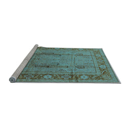 Sideview of Machine Washable Oriental Light Blue Industrial Rug, wshurb3111lblu