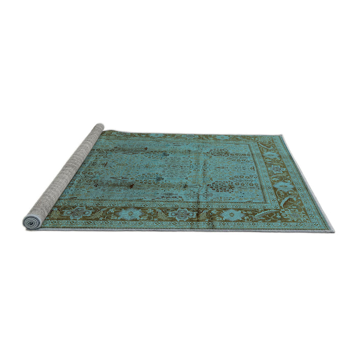 Sideview of Machine Washable Oriental Light Blue Industrial Rug, wshurb3111lblu