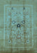 Machine Washable Oriental Light Blue Industrial Rug, wshurb3112lblu