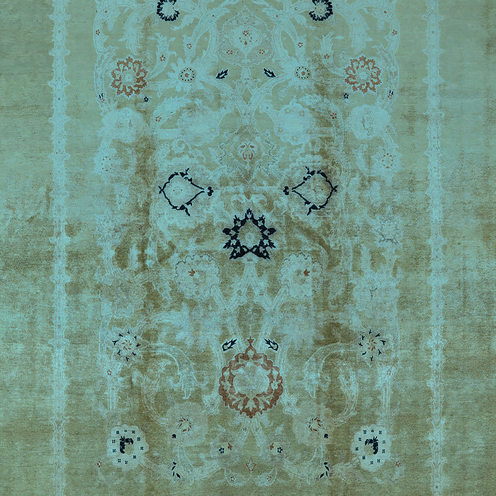 Machine Washable Oriental Light Blue Industrial Rug, wshurb3112lblu