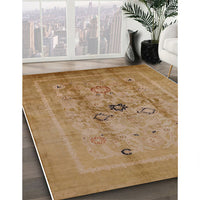 Mid-Century Modern Dark Bisque Brown Oriental Rug, urb3112