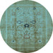 Round Oriental Light Blue Industrial Rug, urb3112lblu