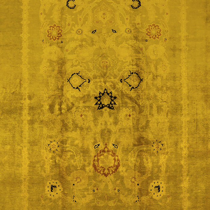 Machine Washable Oriental Yellow Industrial Rug, wshurb3112yw