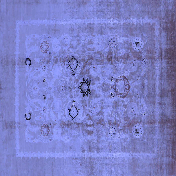 Square Machine Washable Oriental Blue Industrial Rug, wshurb3112blu