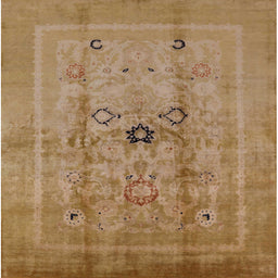 Square Mid-Century Modern Dark Bisque Brown Oriental Rug, urb3112