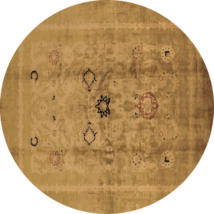 Round Oriental Brown Industrial Rug, urb3112brn