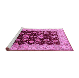 Sideview of Machine Washable Oriental Pink Industrial Rug, wshurb3113pnk