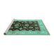 Sideview of Machine Washable Oriental Turquoise Industrial Area Rugs, wshurb3113turq