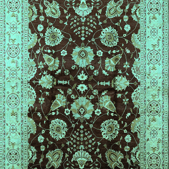 Machine Washable Oriental Turquoise Industrial Area Rugs, wshurb3113turq