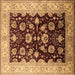 Square Machine Washable Oriental Brown Industrial Rug, wshurb3113brn