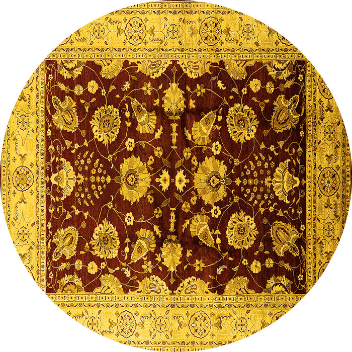 Round Oriental Yellow Industrial Rug, urb3113yw