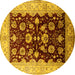 Round Oriental Yellow Industrial Rug, urb3113yw