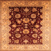 Square Machine Washable Oriental Orange Industrial Area Rugs, wshurb3113org