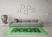 Machine Washable Oriental Emerald Green Industrial Area Rugs in a Living Room,, wshurb3113emgrn
