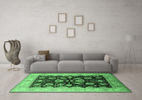 Machine Washable Oriental Emerald Green Industrial Rug, wshurb3113emgrn