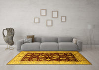 Machine Washable Oriental Yellow Industrial Rug, wshurb3113yw