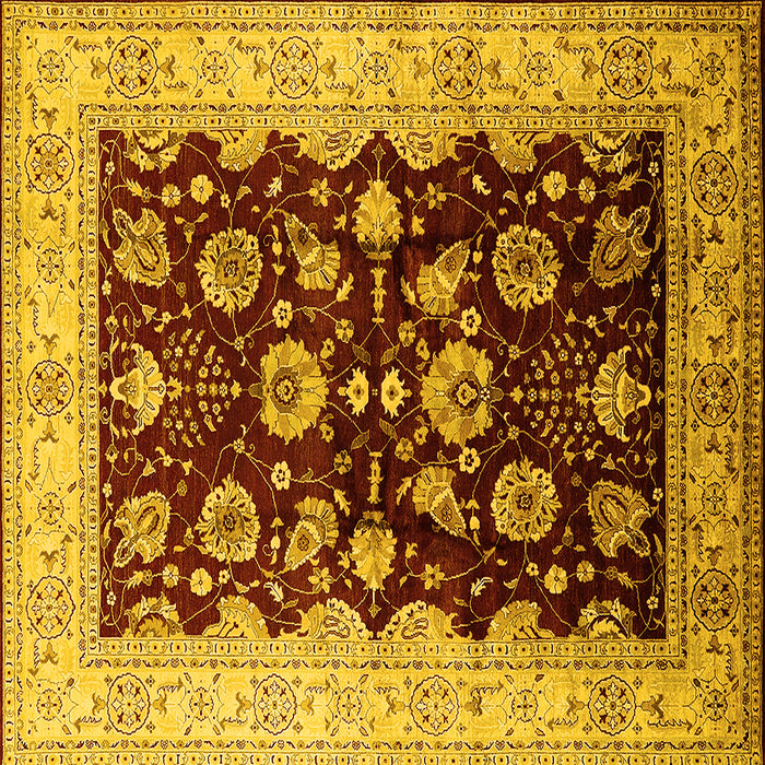 Square Machine Washable Oriental Yellow Industrial Rug, wshurb3113yw