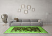 Machine Washable Oriental Green Industrial Area Rugs in a Living Room,, wshurb3113grn