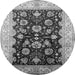 Round Machine Washable Oriental Gray Industrial Rug, wshurb3113gry