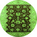 Round Oriental Green Industrial Rug, urb3113grn