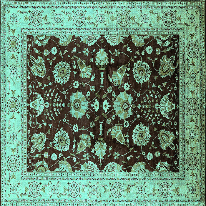 Square Oriental Turquoise Industrial Rug, urb3113turq