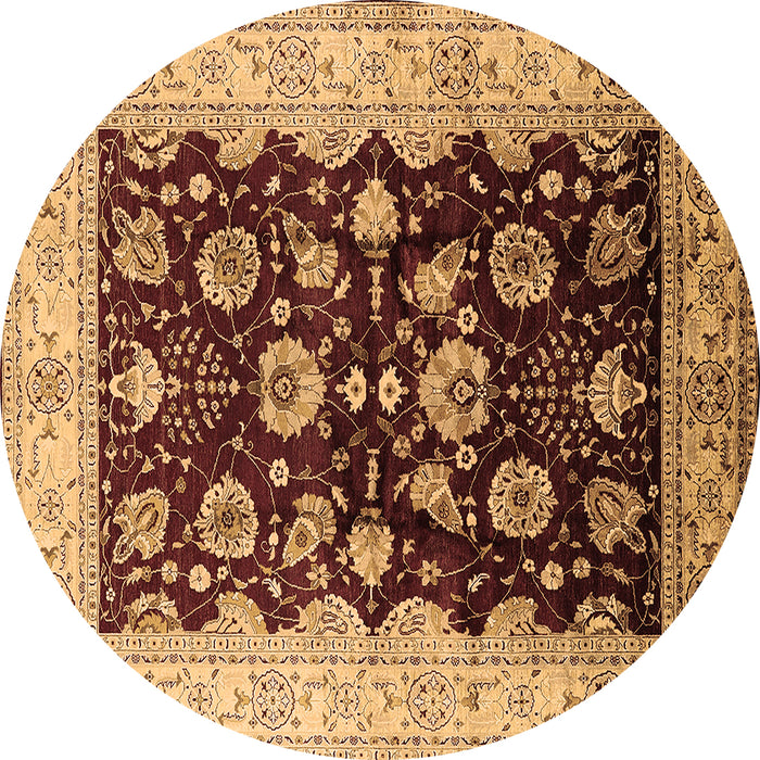 Round Machine Washable Oriental Brown Industrial Rug, wshurb3113brn