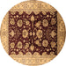 Round Machine Washable Oriental Brown Industrial Rug, wshurb3113brn