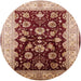 Round Mid-Century Modern Light Salmon Pink Oriental Rug, urb3113