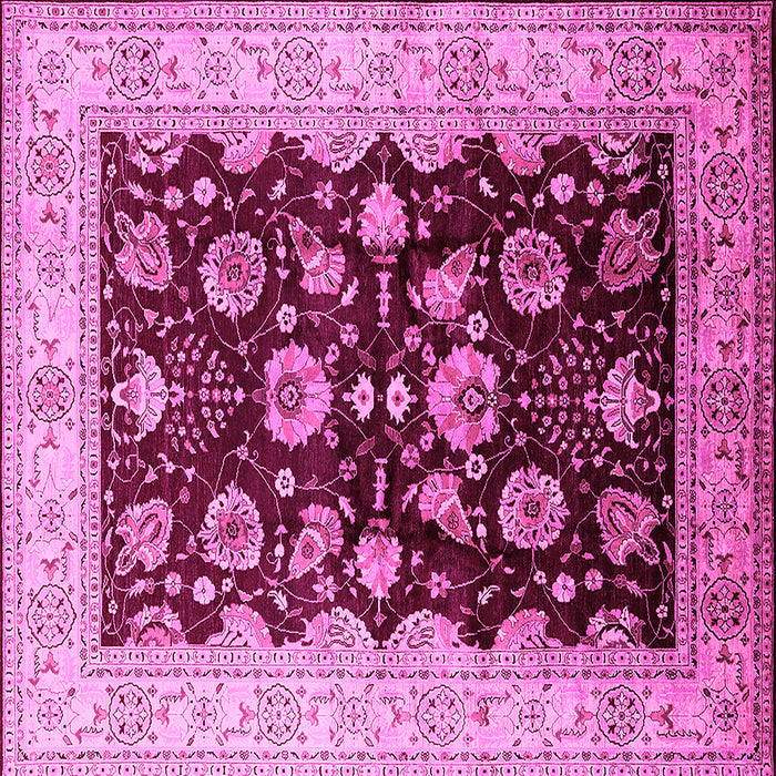 Square Machine Washable Oriental Pink Industrial Rug, wshurb3113pnk
