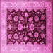 Square Machine Washable Oriental Pink Industrial Rug, wshurb3113pnk