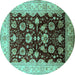 Round Oriental Turquoise Industrial Rug, urb3113turq