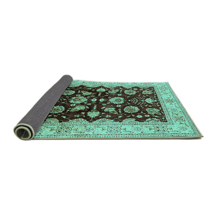 Sideview of Oriental Turquoise Industrial Rug, urb3113turq