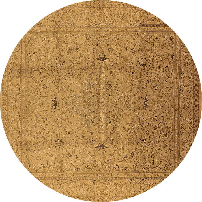 Round Machine Washable Oriental Brown Industrial Rug, wshurb3114brn