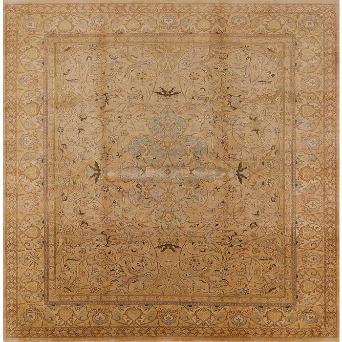 Square Mid-Century Modern Brown Sand Brown Oriental Rug, urb3114